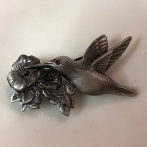 Pewter Hummingbird Pin Brooch